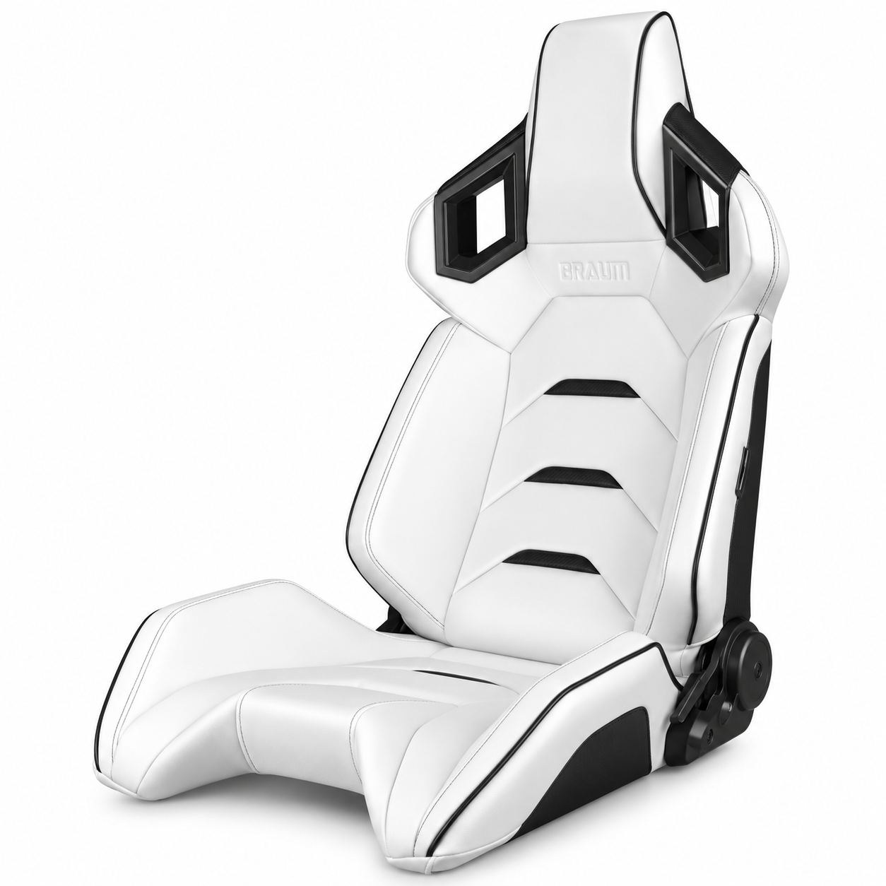 Braum Alpha-X Series White Leatherette with Black Inserts Sport Reclinable Seats